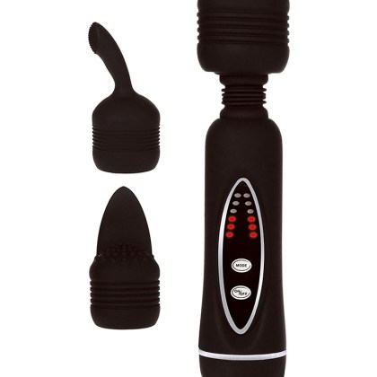 Power Wand Set: Vibrator mit 2 Aufsätzen, schwarz Power Wand Set: Vibrator mit 2 Aufsätzen, schwarz
