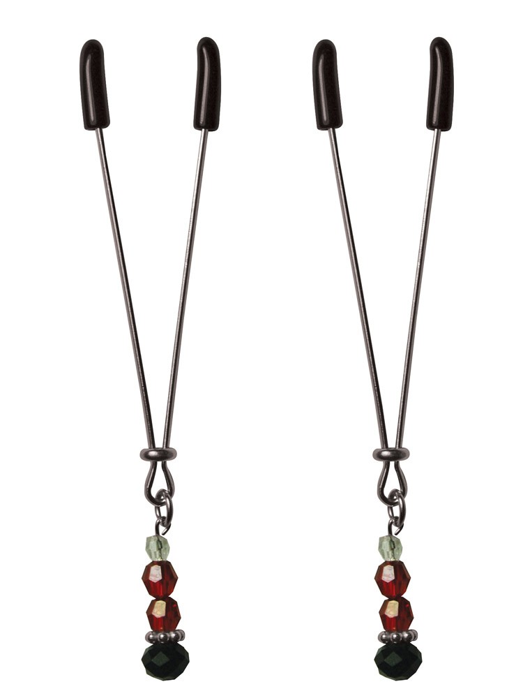 Sexperiments Ruby Black: Nippelklemmen, silber/rot