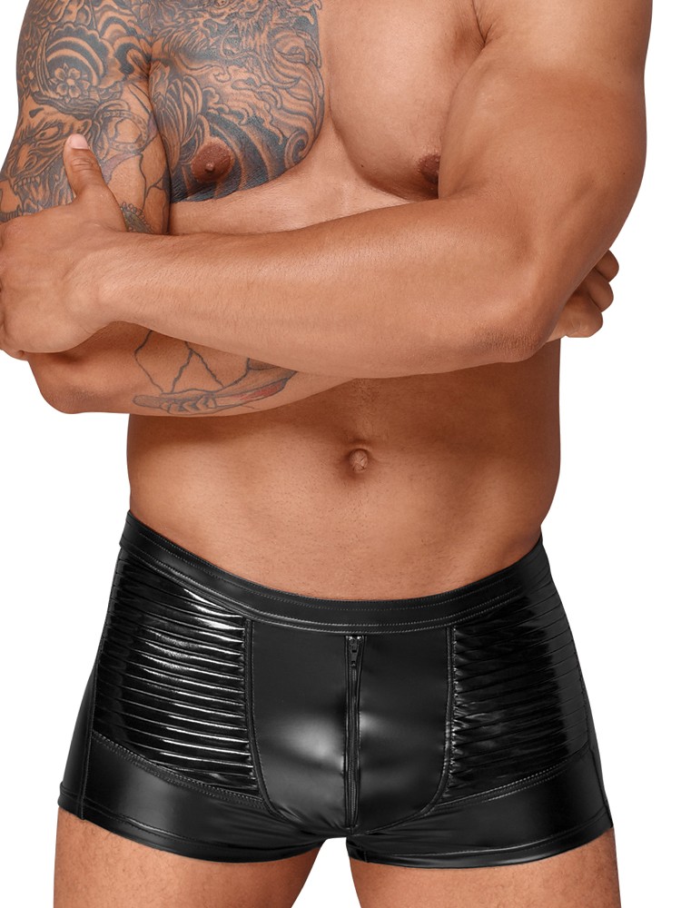 Noir Handmade: Wetlook-Zippant H054, schwarz (L)