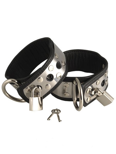 Leder-Metall-Fußfesseln mit Schloss