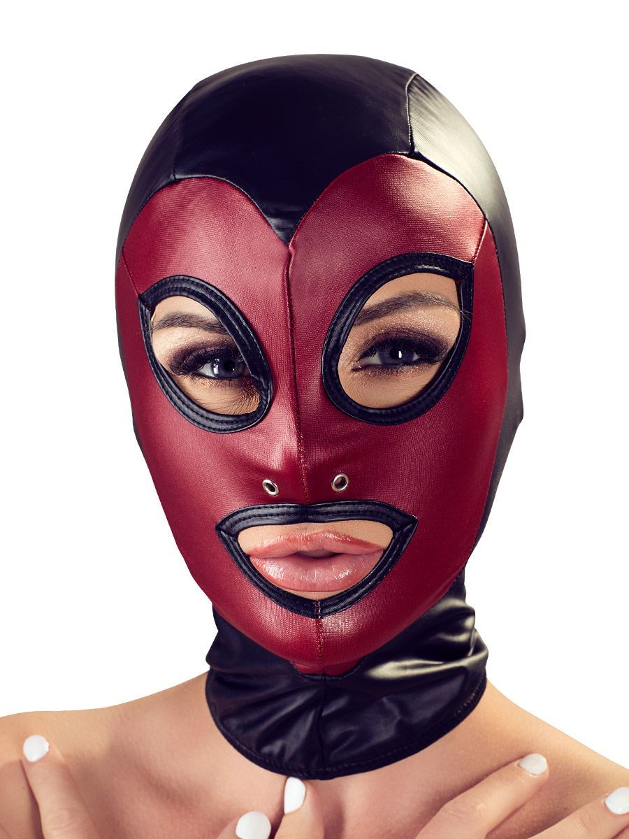 Bad Kitty: Kopfmaske Mattlook, schwarz/rot