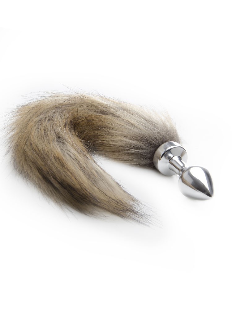 Ouch! Analplug mit Schweif, silber/braun