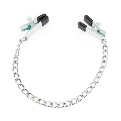 Metall-Nippelklemmen groß mit Kette, silber Metall-Nippelklemmen groß mit Kette, silber
