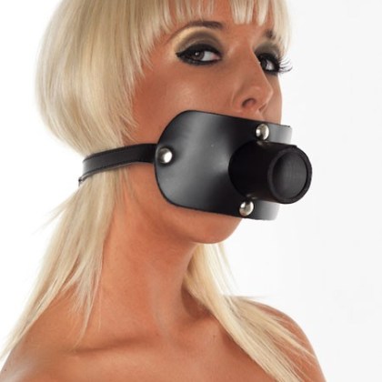 Lederknebel mit Harnrohr (35mm), schwarz Lederknebel mit Harnrohr (35mm), schwarz