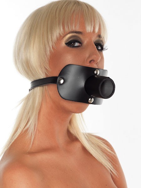 Lederknebel mit Harnrohr (35mm), schwarz