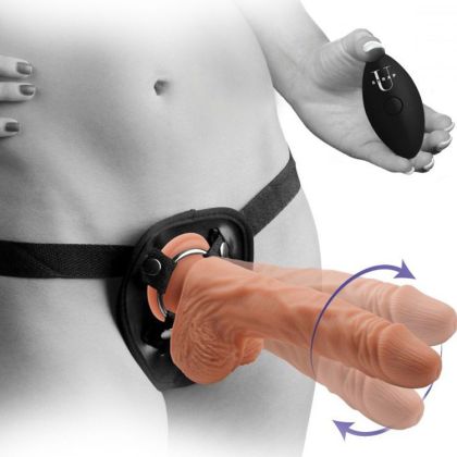 Strap U 10X Groove Harness Set: Strap-On Harness + Vibrator, haut/schwarz Strap U 10X Groove Harness Set: Strap-On Harness + Vibrator, haut/schwarz