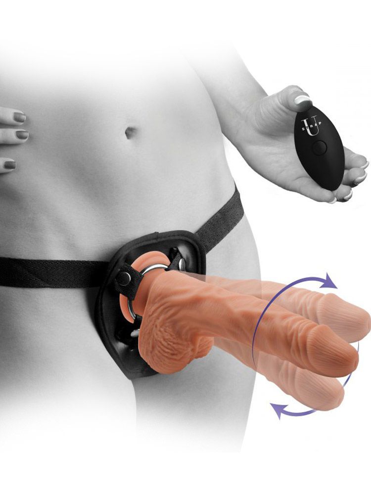 Strap U 10X Groove Harness Set: Strap-On Harness + Vibrator, haut/schwarz