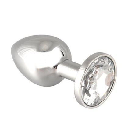Edelstahl-Buttplug mit klarem Kristall (75g) Edelstahl-Buttplug mit klarem Kristall (75g)