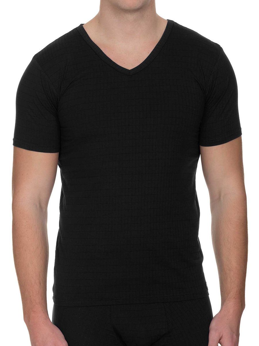 Bruno Banani Check Line 2.0: V-Neck-Shirt, schwarz (XXL)