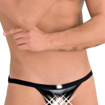 Eros Veneziani: Lack-Ouvertjock, schwarz (S/M) Eros Veneziani: Lack-Ouvertjock, schwarz (S/M)
