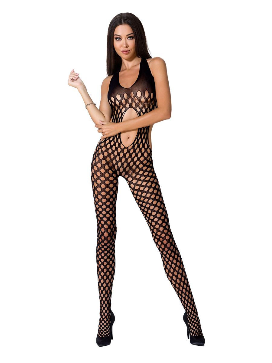 Passion BS065: Netz-Catsuit, schwarz (One Size)
