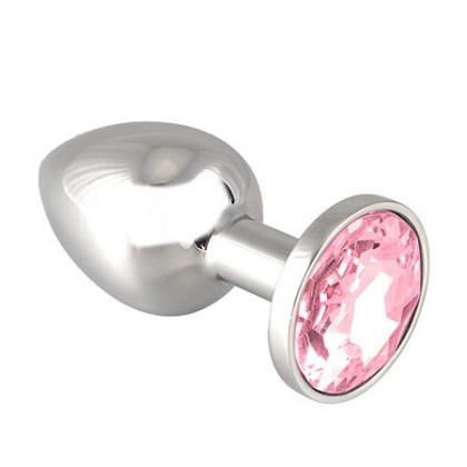 Edelstahl-Buttplug mit rosa Kristall (75g) Edelstahl-Buttplug mit rosa Kristall (75g)