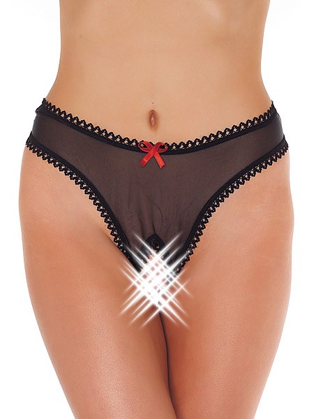 Ouvert-String, schwarz (One Size)