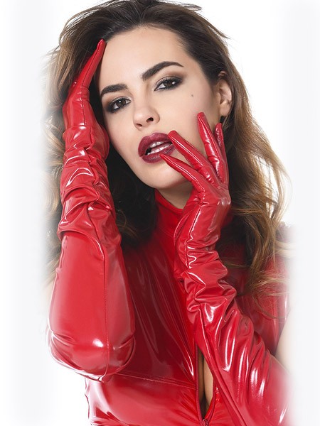 Patrice Catanzaro: Lack-Handschuhe, rot (S)