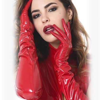 Patrice Catanzaro: Lack-Handschuhe, rot (M) Patrice Catanzaro: Lack-Handschuhe, rot (M)