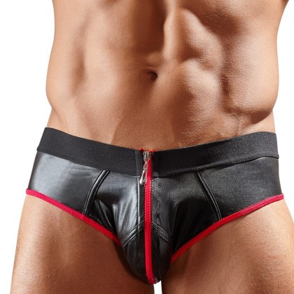 Wetlook-Jockbrief, schwarz/rot (XL) Wetlook-Jockbrief, schwarz/rot (XL)