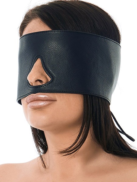 Leder-Augenmaske mit Schnürung, schwarz
