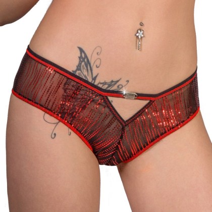 Eros Veneziani Lamé: Panty, rot/schwarz (S/M) Eros Veneziani Lamé: Panty, rot/schwarz (S/M)