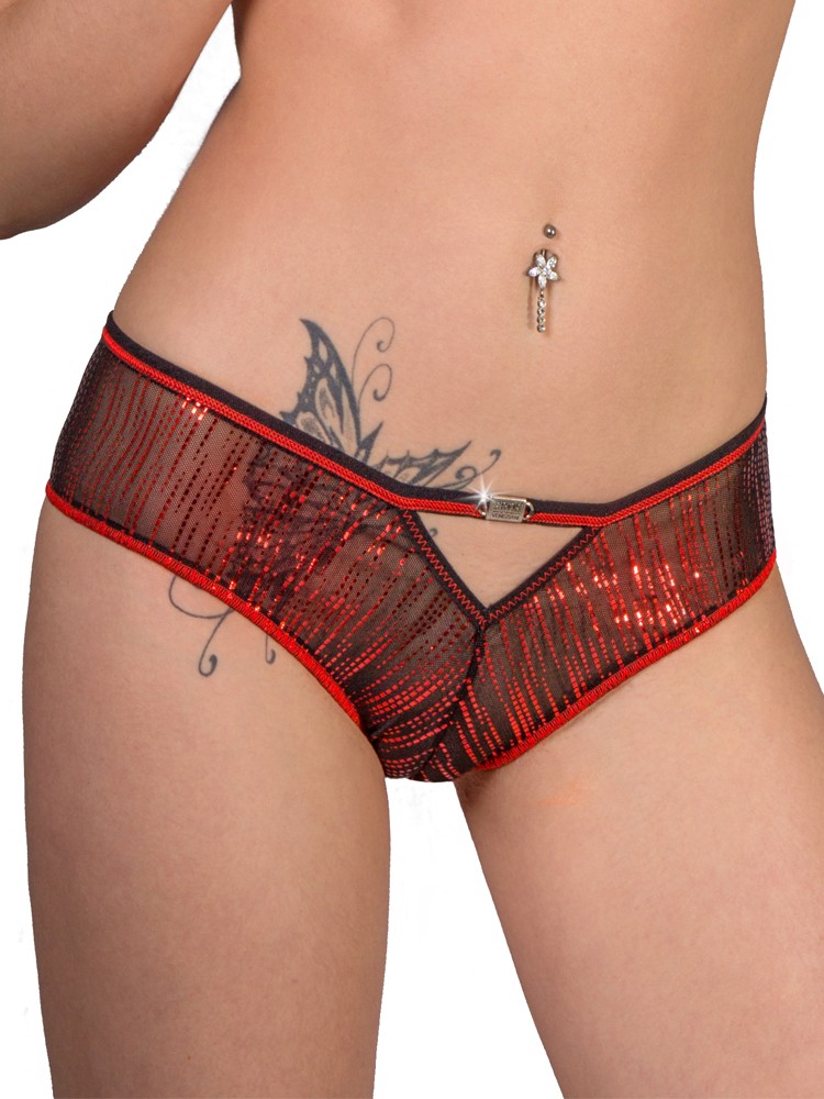 Eros Veneziani Lamé: Panty, rot/schwarz (S/M)