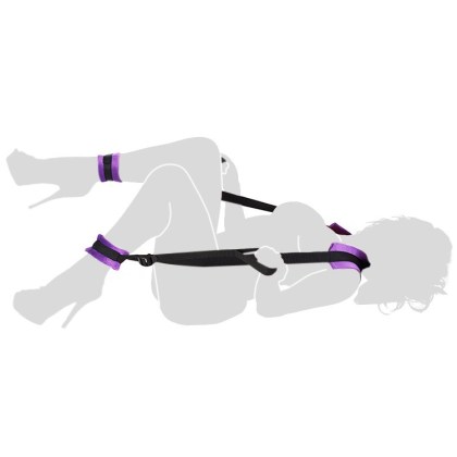 Soft Enhancer Set: Körperfessel mit Fußfesseln, schwarz/lila Soft Enhancer Set: Körperfessel mit Fußfesseln, schwarz/lila