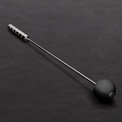 Triune Butt Bruiser Crop: Edelstahl-Gerte mit Silikonspitze, schwarz Triune Butt Bruiser Crop: Edelstahl-Gerte mit Silikonspitze, schwarz