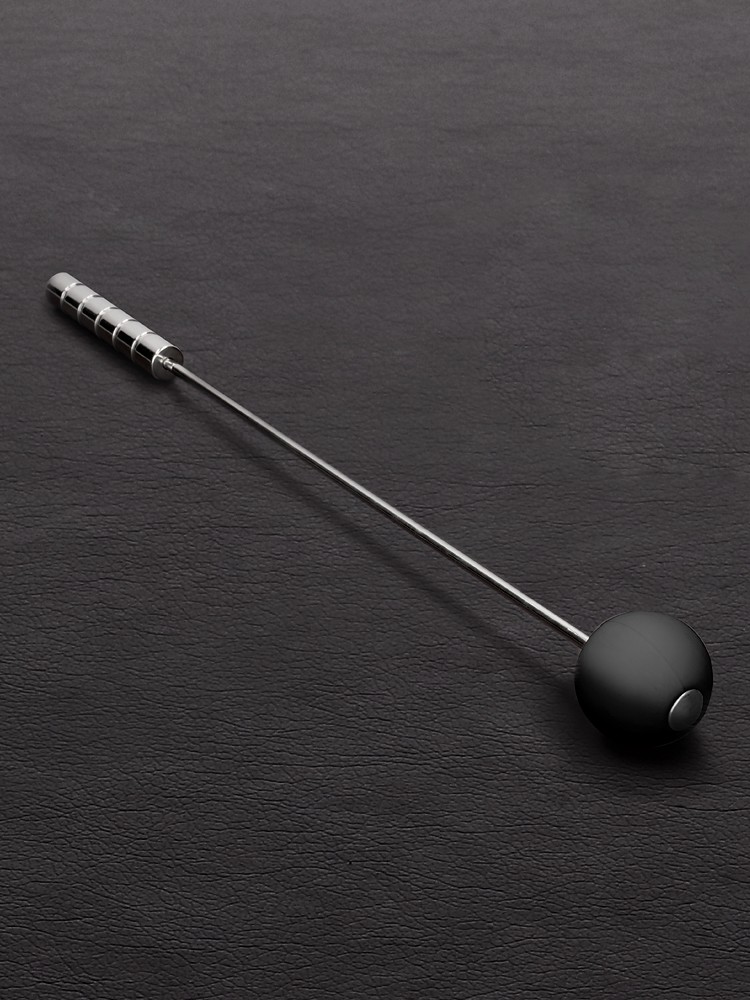 Triune Butt Bruiser Crop: Edelstahl-Gerte mit Silikonspitze, schwarz