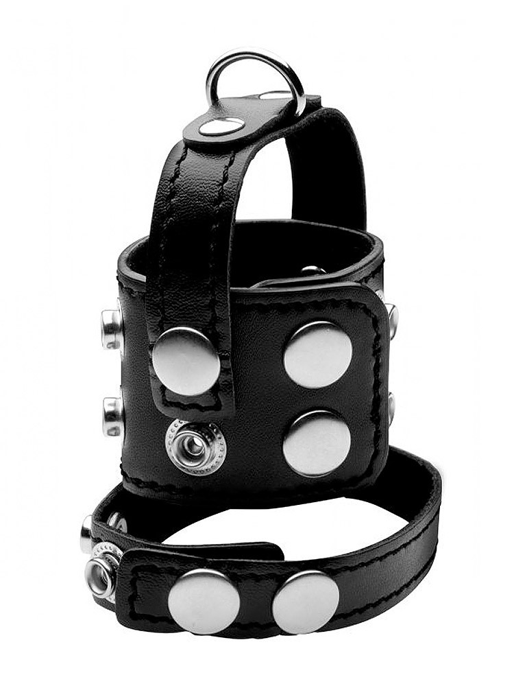 Strict Cock Strap and Ball Stretcher: Hodenstretcher mit Penisring, schwarz