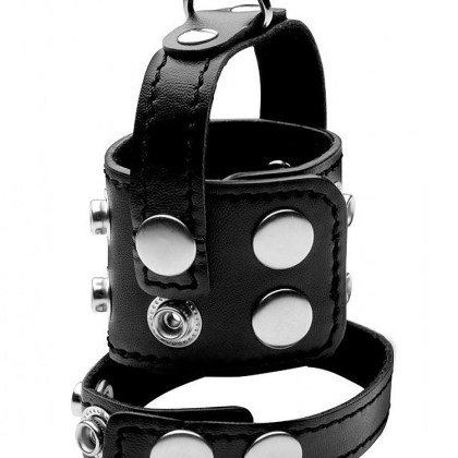 Strict Cock Strap and Ball Stretcher: Hodenstretcher mit Penisring, schwarz Strict Cock Strap and Ball Stretcher: Hodenstretcher mit Penisring, schwarz