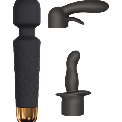 Dorcel Kit Wanderful: Vibrator mit Aufsätzen, schwarz/gold Dorcel Kit Wanderful: Vibrator mit Aufsätzen, schwarz/gold