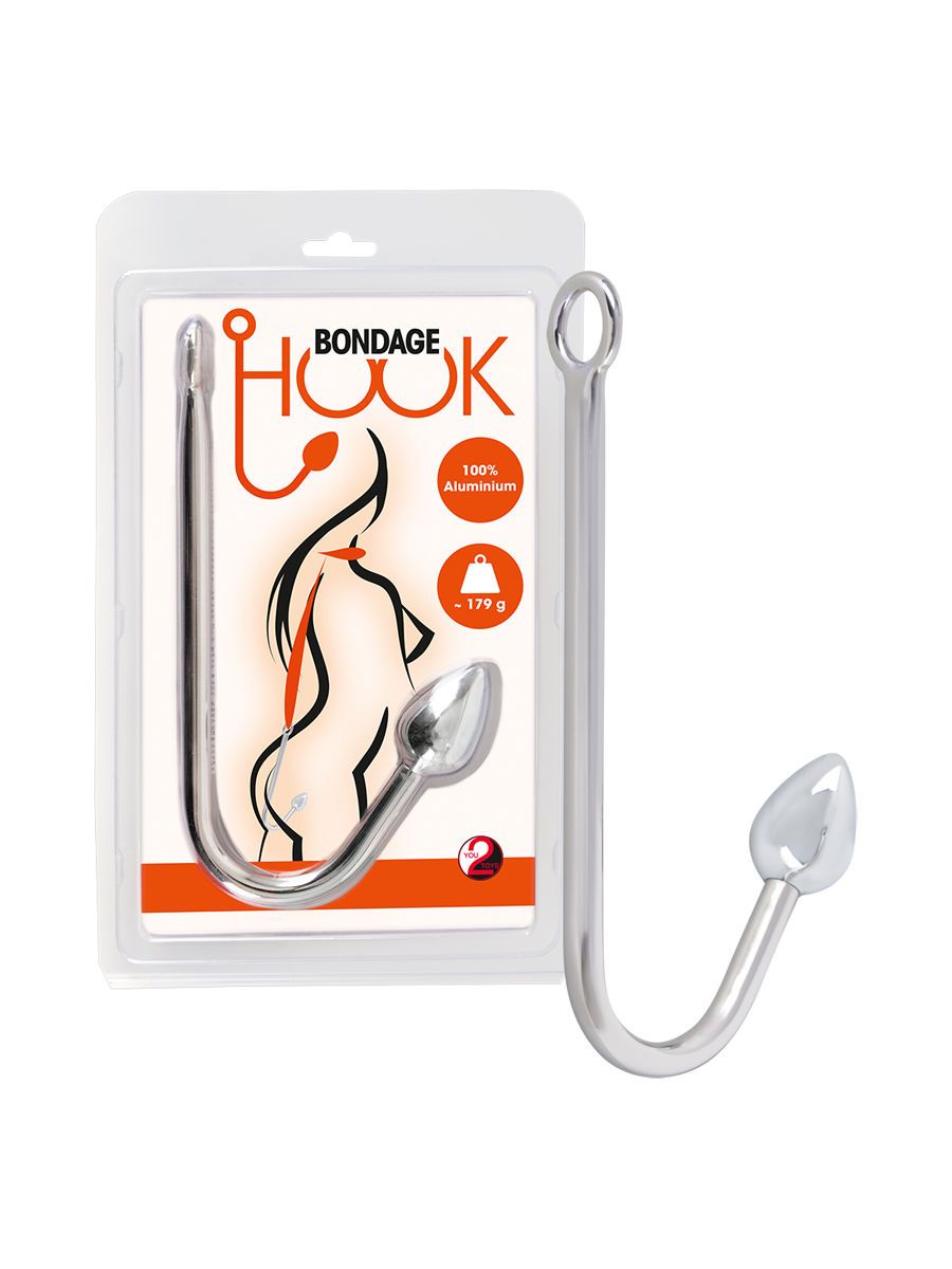 Bondage Hook: Aluminium-Analplug mit Bondagehaken, silber