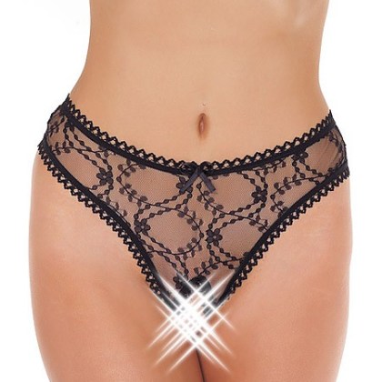 Ouvert-String: Flowers, schwarz (One Size) Ouvert-String: Flowers, schwarz (One Size)