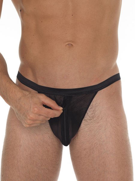 Naughty Zip: String, schwarz (One Size)