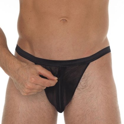 Naughty Zip: String, schwarz (One Size) Naughty Zip: String, schwarz (One Size)