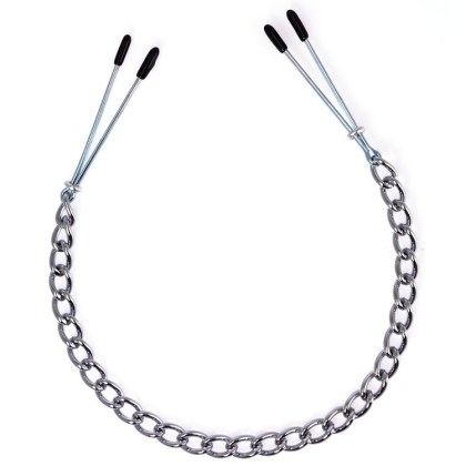 Metall-Nippelklemmen lang mit Kette Metall-Nippelklemmen lang mit Kette