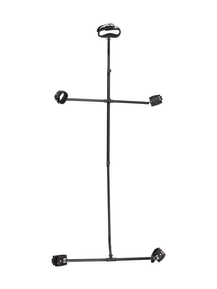 Pranger mit Lederfesseln, schwarz