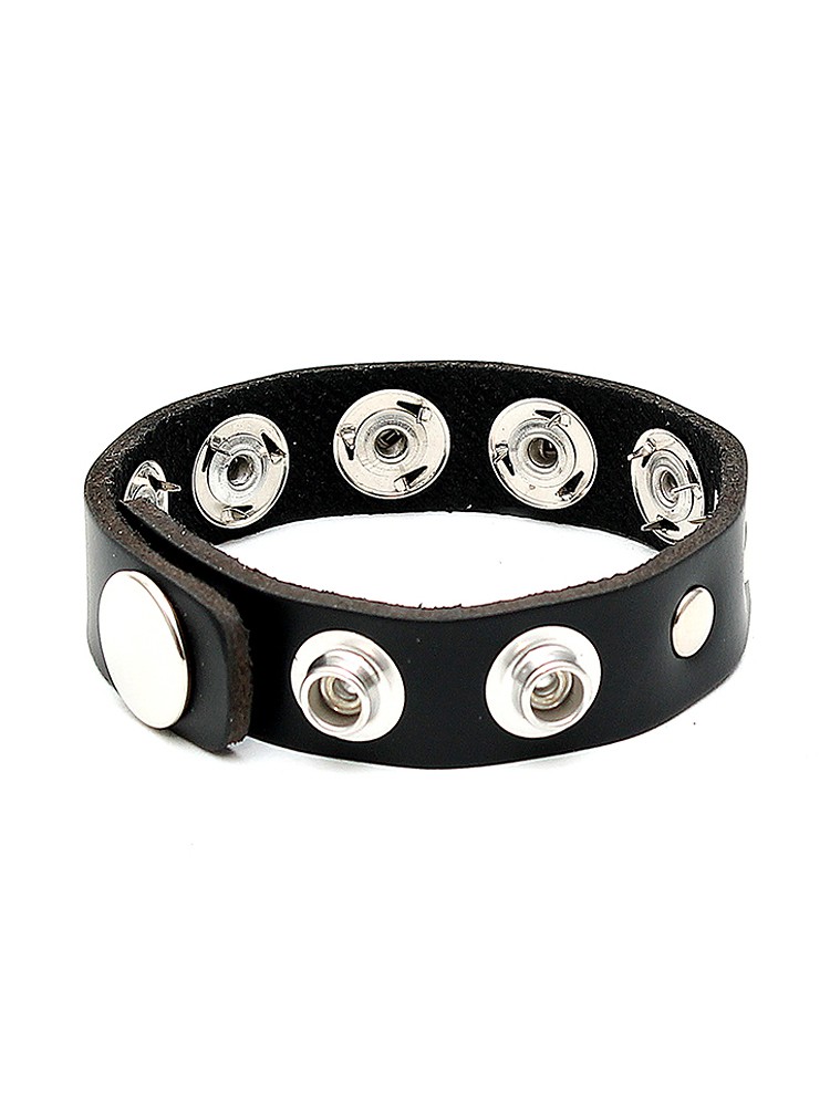 Leder-Penisriemen mit Nieten + Innendornen, schwarz