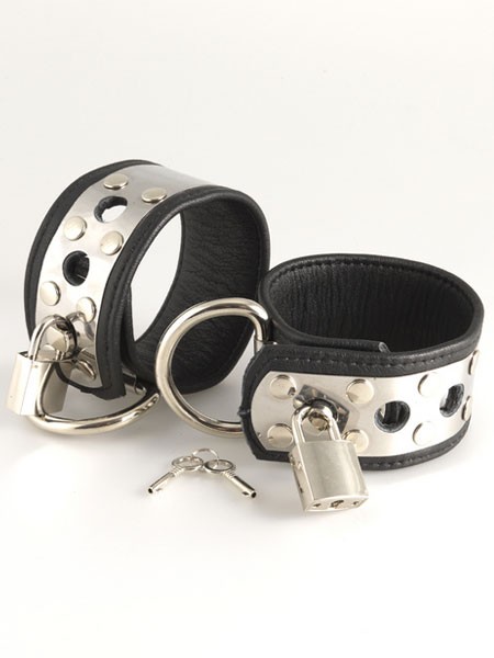 Leder-Metall-Handfesseln mit Schloss