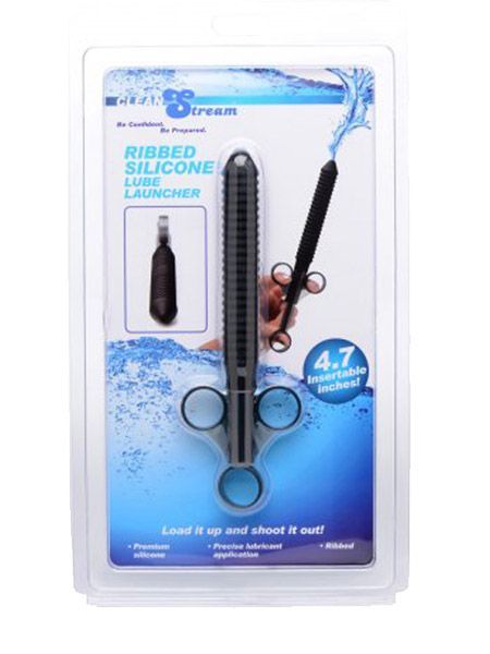 Clean Stream Ribbed: Gleitgel-Applikator, schwarz