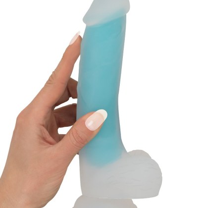 Glow in the Dark: Dildo, transparent/türkis Glow in the Dark: Dildo, transparent/türkis