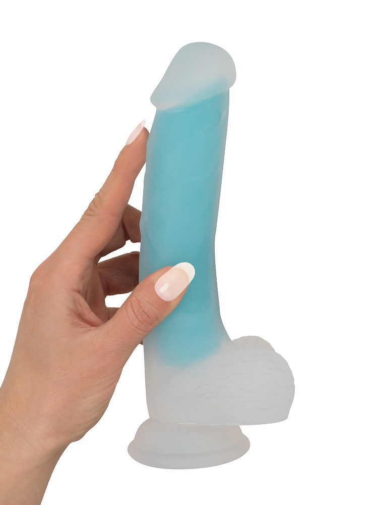 Glow in the Dark: Dildo, transparent/türkis