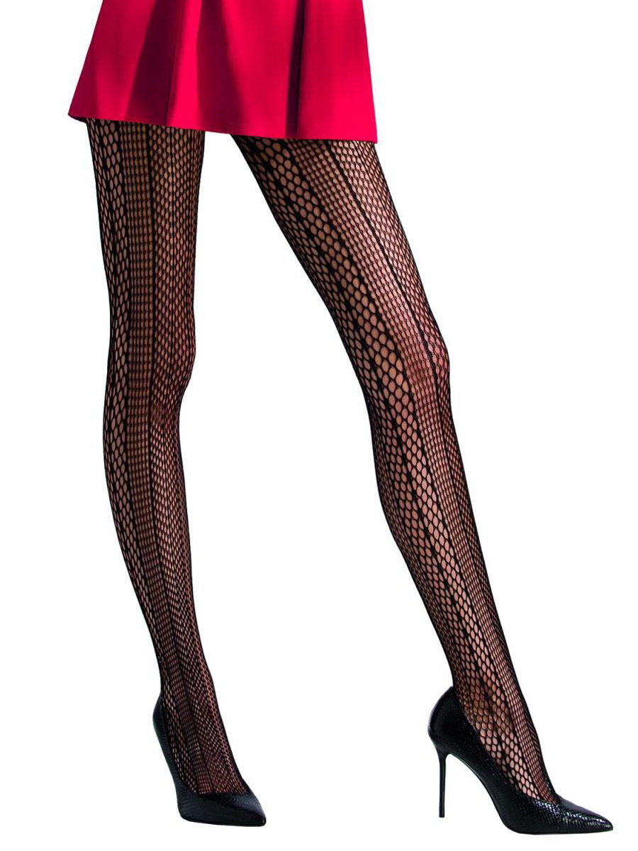 Passion TI043: Netz-Strumpfhose, schwarz (L/XL)