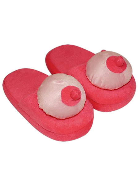 Plüsch-Hausschuhe: Busen, rosa