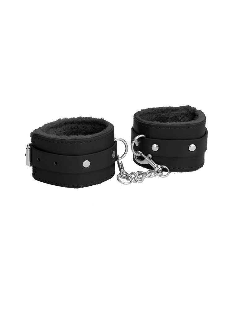 Ouch! Plush Leather Hand Cuffs: Handfesseln, schwarz