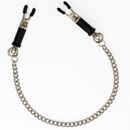 Metall-Nippelklemmen mit Kette, silber Metall-Nippelklemmen mit Kette, silber