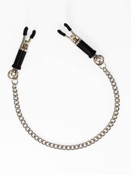 Metall-Nippelklemmen mit Kette, silber