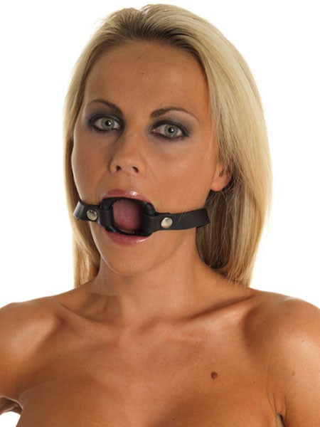 Leder-Ringknebel, schwarz