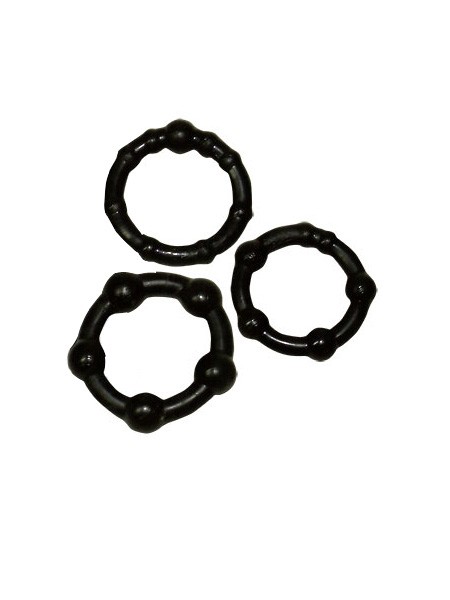 Get Hard: Penisringe-Set, schwarz