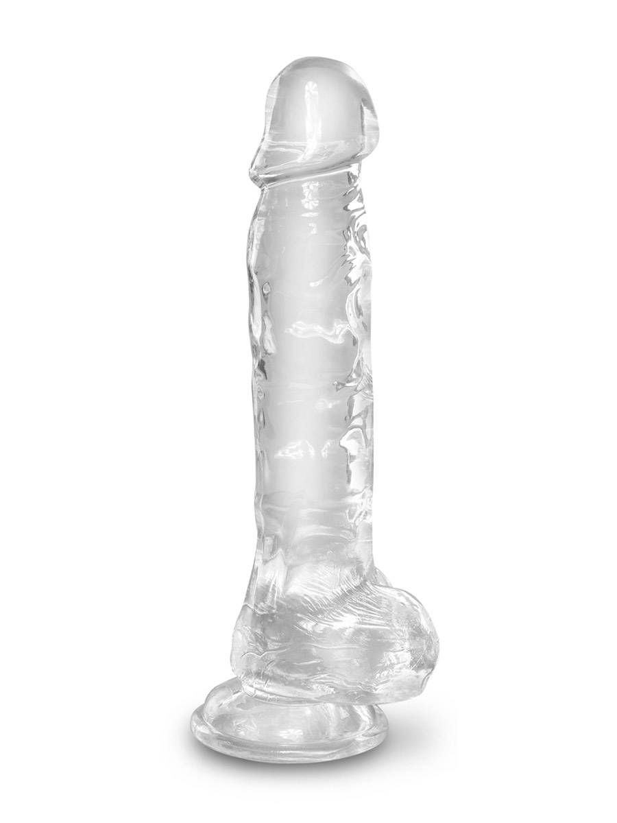 King Cock Clear 8": Naturdildo mit Hoden, transparent