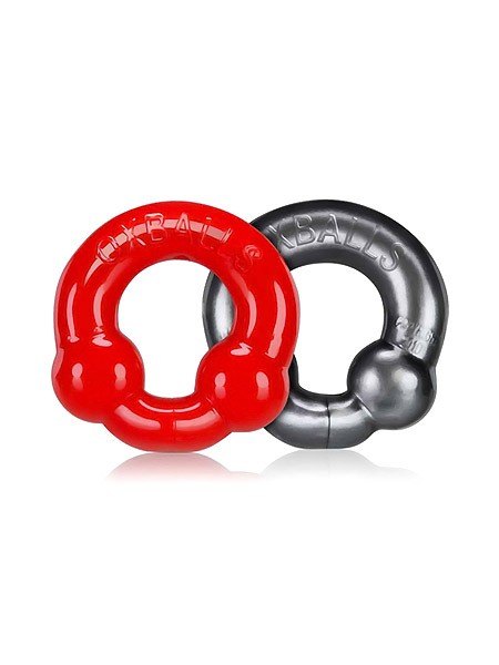 Ultraballs: Penis- und Hodenringset, grau/rot