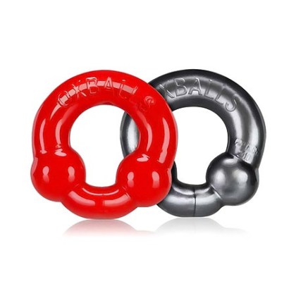 Ultraballs: Penis- und Hodenringset, grau/rot Ultraballs: Penis- und Hodenringset, grau/rot